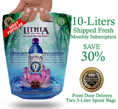 10-Liters Health Boosting Alkaline Lithia Mineral Spring Water Ionic Micro-Nutrients Lithium 