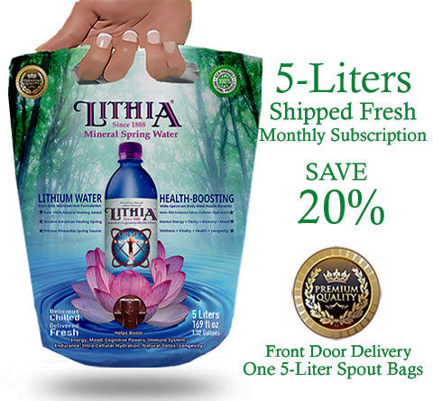 5-Liters Health Boosting Alkaline Lithia Mineral Spring Water Ionic Micro-Nutrients Lithium 